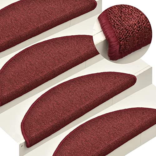 QJBSAVVA Treppenmatten Set 15 Stück Rot 56x17x3 cm PP Tufting Antirutsch Stufenteppich mit Selbstklebend Für Innen und Außen von QJBSAVVA