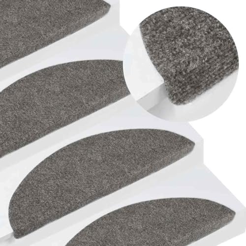 QJBSAVVA Treppenmatten Set 30 Stück Grau Nadelfilz 56x17x3 cm Selbstklebend Antirutsch Schalldämmend für Innenbereich von QJBSAVVA
