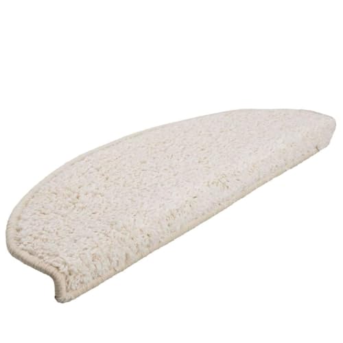 QJBSAVVA Treppenmatten Set 30 Stück Weiß 65 x 21 x 4 cm 100% PP Getuftet Antirutsch Selbstklebend für Innenbereich von QJBSAVVA