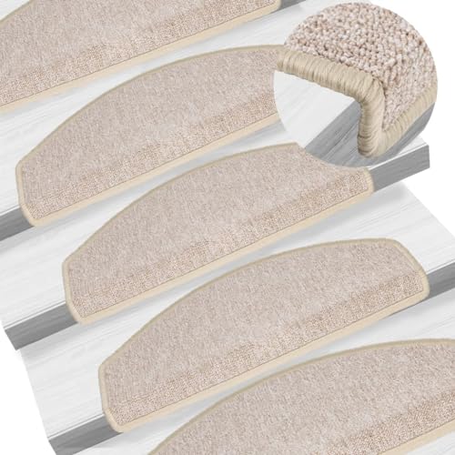 QJBSAVVA Treppenmatten Taupe 15 Stück 65 x 24 x 4 cm Getuftete Stufenmatten aus 100% PP mit Antirutsch und Selbstklebend für Innenbereich von QJBSAVVA