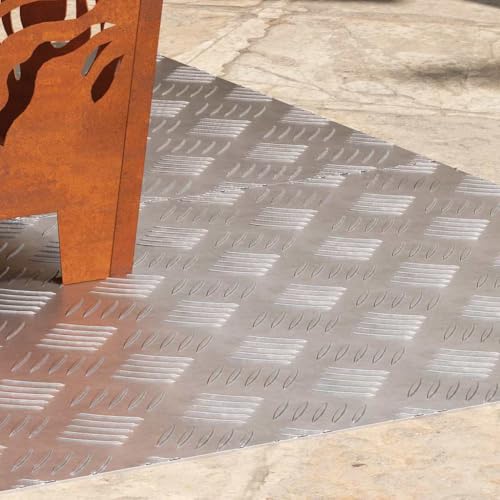QJBSAVVA Treppenstufen Matten 2er Set Grau 50 x 100 cm Aluminium Riffelblech Antirutschmatte mit Geometrischem Diamantmuster für Flur und Eingangsbereich von QJBSAVVA