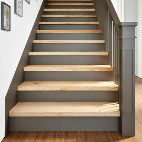 QJBSAVVA Treppenstufen aus Massivholz Eiche 100 x 30 x 2 cm Natürliche Maserung Robuste Stufenmatten für Innenbereich von QJBSAVVA