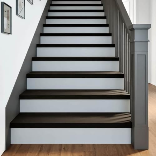 QJBSAVVA Treppenstufen aus Massivholz Eiche 90 x 25 x 2 cm Dunkelbraun 16 Stück Naturbelassene Optik Robust und Langlebig für Innenräume von QJBSAVVA
