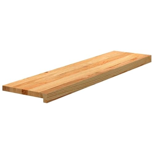 QJBSAVVA Treppenstufen aus massiver Eiche 100 x 30 x 2 cm 12 Stück Naturholz Stufenmatten mit glatter Oberfläche für Innenbereich von QJBSAVVA