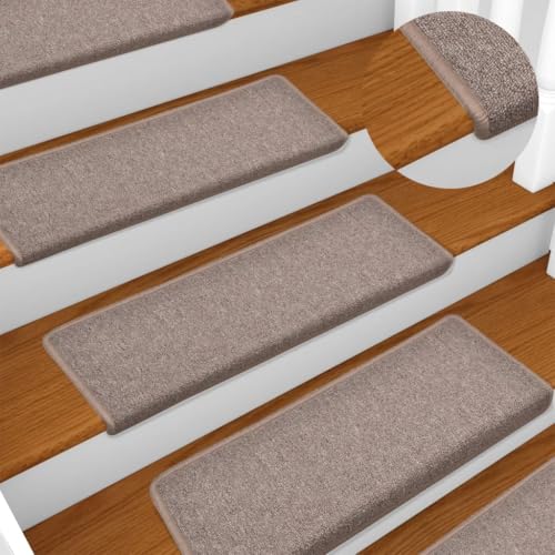 QJBSAVVA Treppenstufenmatten 15 Stück Teppich Treppenstufen 65x21x4 cm Hellbraun aus 100% Polypropylen Selbstklebend Antirutsch für Innen und Außen von QJBSAVVA