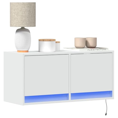 QJBSAVVA Tv Regal Tv Schrank Wohnzimmerschränke Fernsehständer - TV-Wandschrank mit LED-Beleuchtung Weiß 80x31x38 cm für Wohnzimmer Schlafzimmer Jugendzimmer Küche QJBSAVVA Tv Regal Tv Schrank Wohnzimmerschränke Fernsehständer - TV-Wandschrank mit LED-Beleuchtung Weiß 80x31x38 cm für Wohnzimmer Schlafzimmer Jugendzimmer Küche von QJBSAVVA