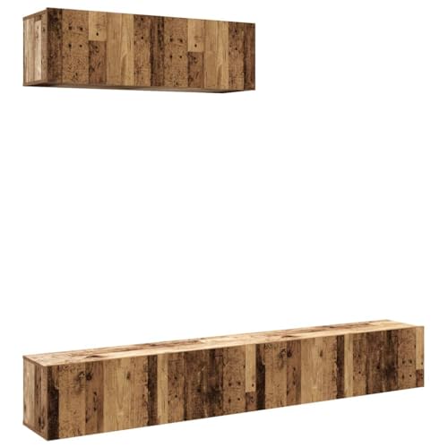 QJBSAVVA Tv Table Tv Board Tv Ständer Fernsehständer - TV-Wandschränke 3 STK. Altholz-Optik 100x30x30 cm Holzwerkstoff für Flur Küche Schlafzimmer Jugendzimmer von QJBSAVVA