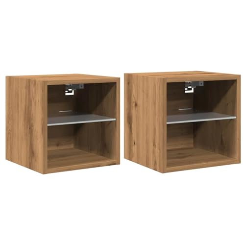 QJBSAVVA Tv Ünitesi Tv Board Fernsehschrank Tv Sideboard Wohnzimmer - TV-Wandschränke mit LED-Leuchten 2 STK. Artisan-Eiche für Küche Wohnzimmer Flur Schlafzimmer von QJBSAVVA