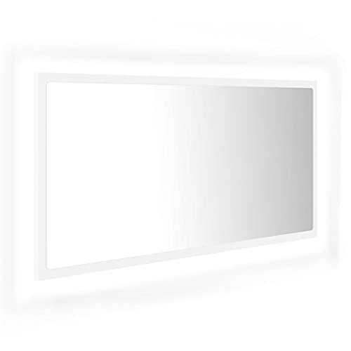 QJBSAVVA Vorratsschrank Badezimmerschrank Apothekerschrank Küche Badschrank - LED-Badspiegel Weiß 90x8,5x37 cm Acryl für Badezimmer Waschküche Flur Küche von QJBSAVVA