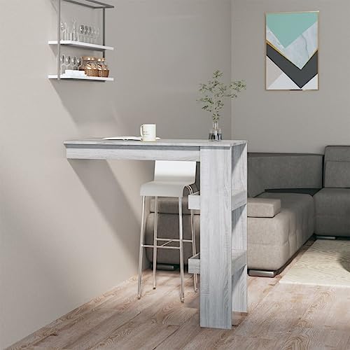 QJBSAVVA Wand-Bartisch Grau Sonoma 102x45x103,5 cm Moderner Stehtisch mit 2 Staufächern aus Holzwerkstoff Stilvoll & Stabil für Küche Balkon und Wohnzimmer QJBSAVVA Wand-Bartisch Grau Sonoma 102x45x103,5 cm Moderner Stehtisch mit 2 Staufächern aus Holzwerkstoff Stilvoll & Stabil für Küche Balkon und Wohnzimmer von QJBSAVVA