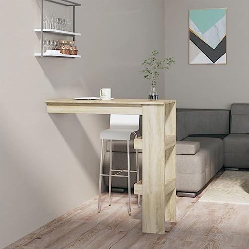 QJBSAVVA Wand Bartisch Sonoma Eiche 102 x 45 x 103 5 cm Moderner Stehtisch mit 2 Staufächern Robuste Holzwerkstoff Konstruktion für Küche Balkon und Wohnzimmer QJBSAVVA Wand Bartisch Sonoma Eiche 102 x 45 x 103 5 cm Moderner Stehtisch mit 2 Staufächern Robuste Holzwerkstoff Konstruktion für Küche Balkon und Wohnzimmer von QJBSAVVA