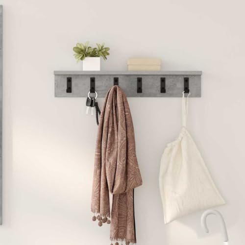 QJBSAVVA Wandmontierter Garderobenständer Betongrau Holzwerkstoff Modernes Design Robust und Langlebig für Flur, Eingangsbereich und Büro von QJBSAVVA