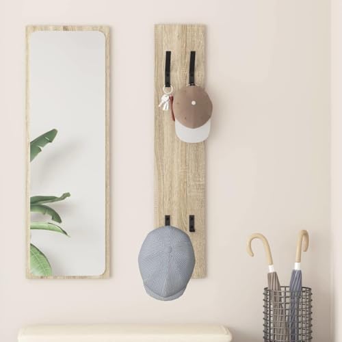 QJBSAVVA Wandmontierter Garderobenständer Sonoma Eiche Holzwerkstoff Modernes Design Platzsparend für Flur, Eingang und Wohnzimmer von QJBSAVVA