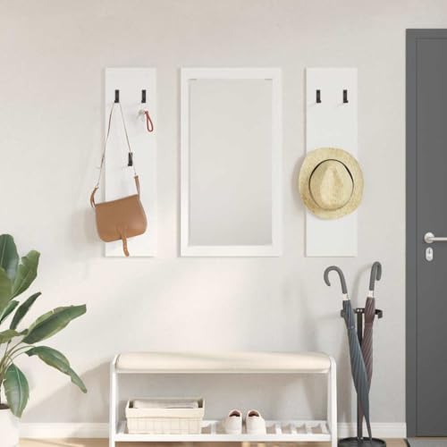 QJBSAVVA Wandmontierter Garderobenständer Weiß Holzwerkstoff Modernes Design Platzsparend für Flur und Eingang von QJBSAVVA