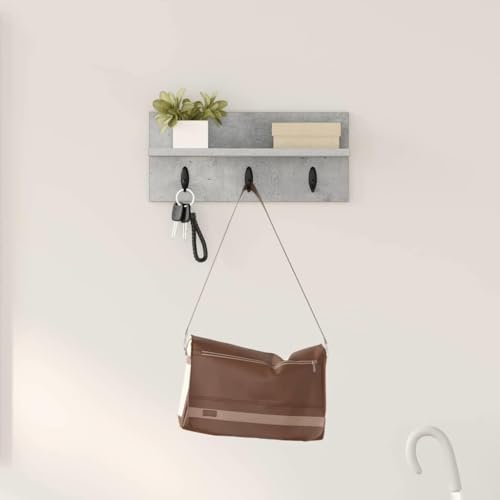 QJBSAVVA Wandmontierter Kleiderständer Betongrau aus Holzwerkstoff mit Metallhaken - Modernes Design für Flur und Eingang QJBSAVVA Wandmontierter Kleiderständer Betongrau aus Holzwerkstoff mit Metallhaken - Modernes Design für Flur und Eingang von QJBSAVVA