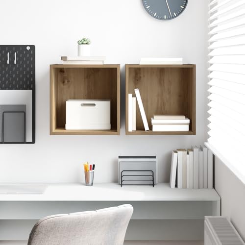 QJBSAVVA Wandregal Set 2er-Pack aus massiver Eiche Braun Kubisch 37x37x37 cm mit Matt Oberfläche für Wandmontage im Wohnzimmer Schlafzimmer oder Küche Modernes Design und Robust QJBSAVVA Wandregal Set 2er-Pack aus massiver Eiche Braun Kubisch 37x37x37 cm mit Matt Oberfläche für Wandmontage im Wohnzimmer Schlafzimmer oder Küche Modernes Design und Robust von QJBSAVVA