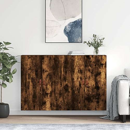 QJBSAVVA Wandschrank 2er Set Räuchereiche Holzwerkstoff Modernes Design Stauraum für Wohnzimmer Schlafzimmer und Flur von QJBSAVVA