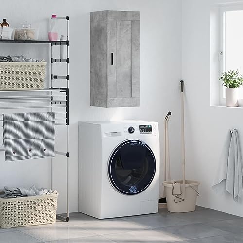 QJBSAVVA Wandschrank Betongrau 34,5x34x90 cm Holzwerkstoff mit Aluminium-Griff - Moderner Hängeschrank für Küche, Wohnzimmer & Flur QJBSAVVA Wandschrank Betongrau 34,5x34x90 cm Holzwerkstoff mit Aluminium-Griff - Moderner Hängeschrank für Küche, Wohnzimmer & Flur von QJBSAVVA