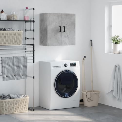 QJBSAVVA Wandschrank Betongrau 60x31x60 cm aus Holzwerkstoff Praktischer Hängeschrank mit Stauraum für Wohnzimmer Küche und Bad Modernes Design von QJBSAVVA