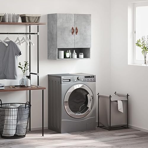 QJBSAVVA Wandschrank Betongrau 60x31x70 cm aus Holzwerkstoff Praktischer Hängeschrank mit Stauraum für Wohnzimmer Küche Bad Modernes Design von QJBSAVVA