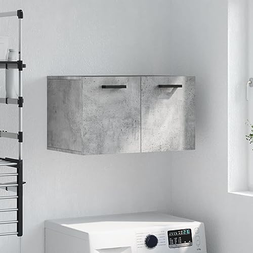 QJBSAVVA Wandschrank Betongrau 60x36,5x35 cm Holzwerkstoff Moderner Hängeschrank mit Stauraum für Wohnzimmer Küche und Bad Praktischer Aufbewahrungsschrank von QJBSAVVA