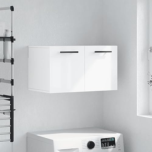 QJBSAVVA Wandschrank Hochglanz Weiß 60x36 5x35 cm Moderner Hängeschrank aus Holzwerkstoff mit Stauraum für Wohnzimmer Küche und Bad von QJBSAVVA