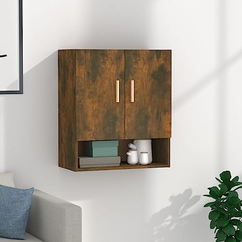 QJBSAVVA Wandschrank Räuchereiche 60x31x70 cm aus Holzwerkstoff mit skandinavischem Design Stauraum Optimierer für Wohnzimmer Schlafzimmer und Küche von QJBSAVVA