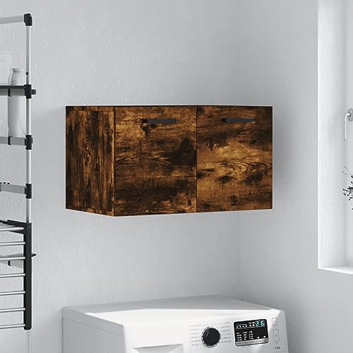 QJBSAVVA Wandschrank Räuchereiche 60x36,5x35 cm Holzwerkstoff Hängeschrank mit Stauraum für Wohnzimmer Küche und Bad Modernes Design Dekorative Aufbewahrung von QJBSAVVA