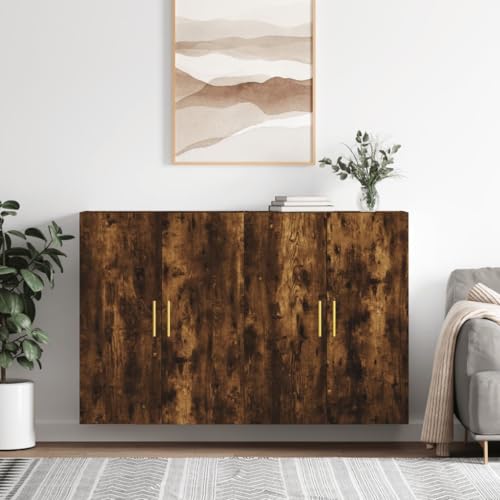 QJBSAVVA Wandschrank Set 2 Stück Räuchereiche Holzwerkstoff Modernes Design Stauraum für Wohnzimmer Schlafzimmer und Flur von QJBSAVVA