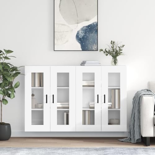 QJBSAVVA Wandschrank Set 2 Stück Weiß Holzwerkstoff mit Glastüren - Moderner Stauraum für Wohnzimmer, Küche & Flur QJBSAVVA Wandschrank Set 2 Stück Weiß Holzwerkstoff mit Glastüren - Moderner Stauraum für Wohnzimmer, Küche & Flur von QJBSAVVA