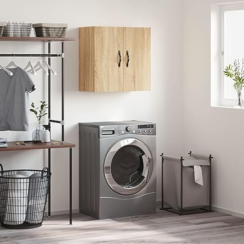 QJBSAVVA Wandschrank Sonoma-Eiche 60x31x60 cm Holzwerkstoff Hängeschrank mit Stauraum für Wohnzimmer Küche Bad Modernes Design Langlebig & Feuchtigkeitsbeständig von QJBSAVVA