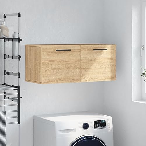 QJBSAVVA Wandschrank Sonoma-Eiche 80x36,5x35 cm Holzwerkstoff Hängeschrank mit Stauraum für Wohnzimmer Küche und Bad Praktischer Aufbewahrungsschrank mit Dekofläche von QJBSAVVA