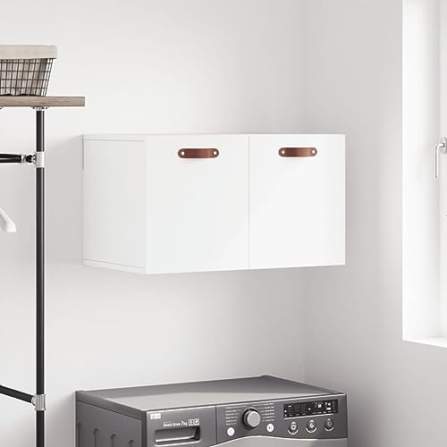 QJBSAVVA Wandschrank Weiß 60x36,5x35 cm Holzwerkstoff Moderner Hängeschrank mit Stauraum für Wohnzimmer Küche und Bad von QJBSAVVA