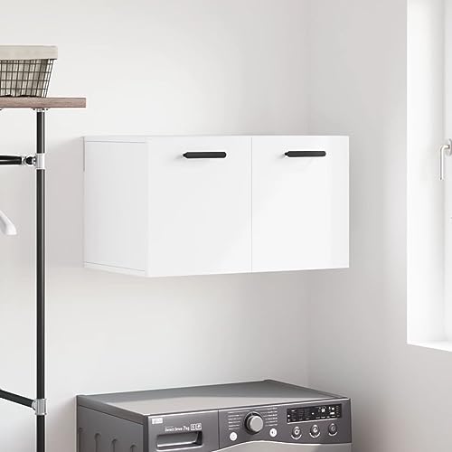 QJBSAVVA Wandschrank Weiß 60x36,5x35 cm aus Holzwerkstoff Praktischer Hängeschrank mit Stauraum für Wohnzimmer Küche und Bad Modernes Design von QJBSAVVA