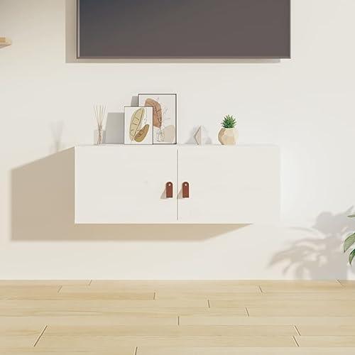 QJBSAVVA Wandschrank aus massivem Kiefernholz Weiß 80x30x30 cm - Robuster Hängeschrank mit viel Stauraum für Wohnzimmer, Küche und Badezimmer von QJBSAVVA