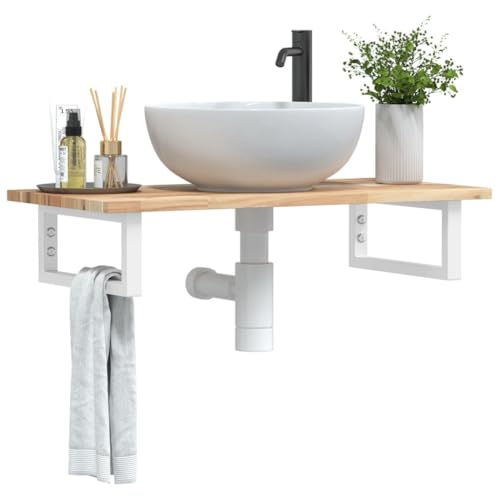 QJBSAVVA Waschbeckenregal aus massivem Akazienholz und Stahl 100 x 40 cm Schweberegal mit Wandmontage Robust & Platzsparend für Badezimmer Badregal WC Regal QJBSAVVA Waschbeckenregal aus massivem Akazienholz und Stahl 100 x 40 cm Schweberegal mit Wandmontage Robust & Platzsparend für Badezimmer Badregal WC Regal von QJBSAVVA