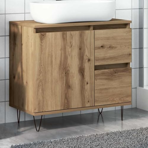 QJBSAVVA Waschbeckenunterschrank Artisan Eiche 65x33x60 cm Badschrank mit Eisen Beinen und praktischer Oberplatte für Waschbecken Stauraum und Moderne Badezimmermöbel QJBSAVVA Waschbeckenunterschrank Artisan Eiche 65x33x60 cm Badschrank mit Eisen Beinen und praktischer Oberplatte für Waschbecken Stauraum und Moderne Badezimmermöbel von QJBSAVVA