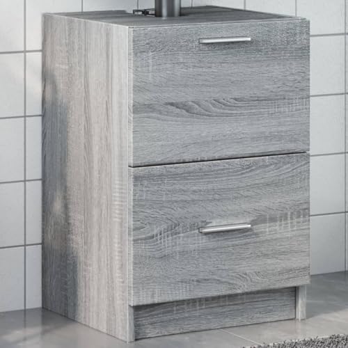 QJBSAVVA Waschbeckenunterschrank Grau Sonoma 40x37x59 cm Holzwerkstoff mit Schublade und Fach Stauraum Pflegeleicht für Badezimmer WC und Gästebereich von QJBSAVVA