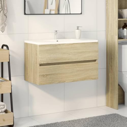 QJBSAVVA Waschbeckenunterschrank Sonoma Eiche 80 x 38,5 x 45 cm Badezimmerschrank mit Schubladen aus Holzwerkstoff Stauraum & Modernes Design für Bad WC und Gästebereich QJBSAVVA Waschbeckenunterschrank Sonoma Eiche 80 x 38,5 x 45 cm Badezimmerschrank mit Schubladen aus Holzwerkstoff Stauraum & Modernes Design für Bad WC und Gästebereich von QJBSAVVA