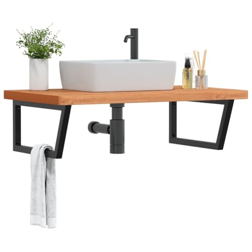 QJBSAVVA Waschtischplatte aus massivem Buchenholz mit Stahlhalterung 100 x 60 x 4 cm Modernes Design Robust & Langlebig Platzsparend für Badezimmer Badregal oder Badezimmermöbel QJBSAVVA Waschtischplatte aus massivem Buchenholz mit Stahlhalterung 100 x 60 x 4 cm Modernes Design Robust & Langlebig Platzsparend für Badezimmer Badregal oder Badezimmermöbel von QJBSAVVA