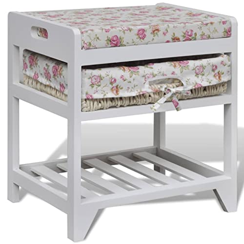 QJBSAVVA Weiße Sitzbank mit Schuhregal und Korb aus Paulownia Holz 42,5 x 32 x 45,2 cm Gepolsterte Sitzfläche und Stauraum für Flur Schlafzimmer und Esszimmer QJBSAVVA Weiße Sitzbank mit Schuhregal und Korb aus Paulownia Holz 42,5 x 32 x 45,2 cm Gepolsterte Sitzfläche und Stauraum für Flur Schlafzimmer und Esszimmer von QJBSAVVA