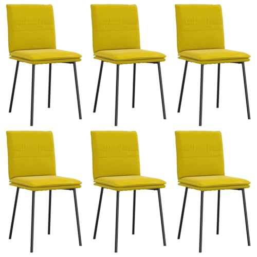 QJBSAVVA Wohnzimmer Stühle Esszimmerstühle Esstisch Stühle Schminkstuhl - Esszimmerstühle 6 STK. Gelb Samt für Garten Arbeitszimmer Küche Wohnzimmer von QJBSAVVA