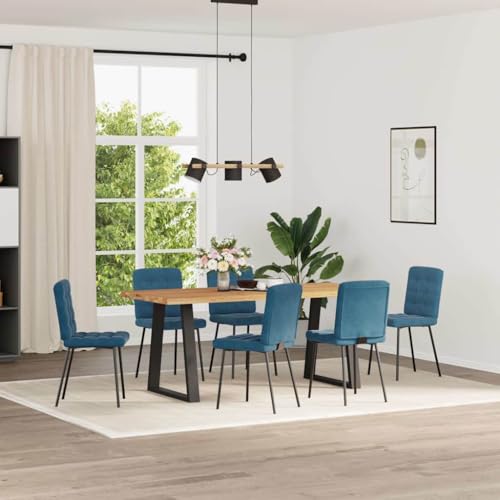 QJBSAVVA Wohnzimmer Stühle Schminktisch Stuhl Esstisch Stühle Chairs for Dining Table - Esszimmerstühle 6 STK. Blau Samt für Arbeitszimmer Büro Küche Wohnzimmer von QJBSAVVA