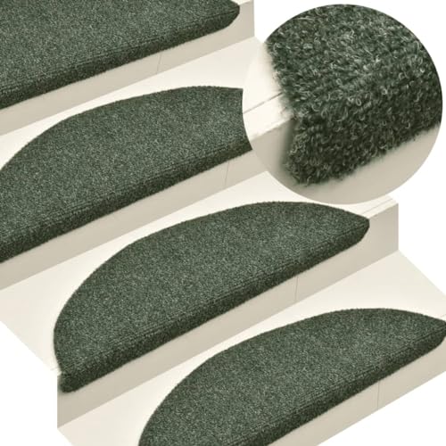 Selbstklebende Treppenmatten, treppenstufen matten treppenteppich teppich treppenstufen stufenmatten innen Geeignet für Haushalte und Gewerbe sicheres Aufsteigen 10 Stk Grün 65x21x4cm Nadelvlies von QJBSAVVA