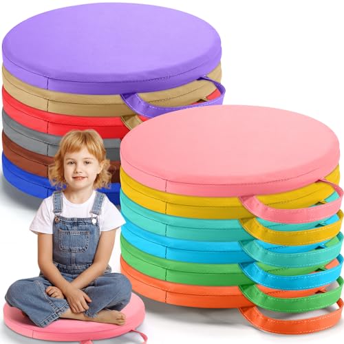 QJCHLO 30 * 30 cm Bodenkissen für Klassenzimmer Flexible Bodensitzgelegenheiten mit Griffen Bodenkissen für Kinder Kleinkinder Kindertagesstätte Vorschulmöbel(Soft Color) von QJCHLO