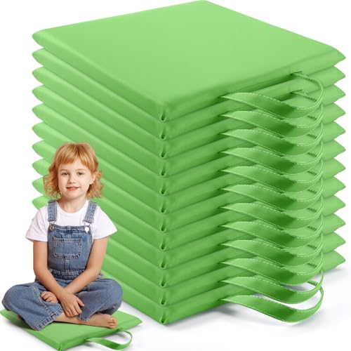 Quadratische Bodenkissen für Kinder Klassenzimmer 30*30 cm Flexible Bodensitzmöbel für Grundschulen mit Griffen Klassenzimmer-Teppichkissen für Erwachsene Kleinkinder Kindertagesstätte(Green) von QJCHLO