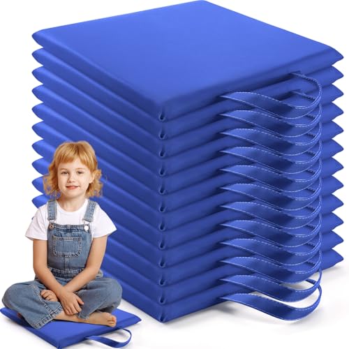 Quadratische Bodenkissen für Kinder Klassenzimmer 30*30 cm Flexible Bodensitzmöbel für Grundschulen mit Griffen Klassenzimmer-Teppichkissen für Erwachsene Kleinkinder Kindertagesstätte(Royal Blue) von QJCHLO