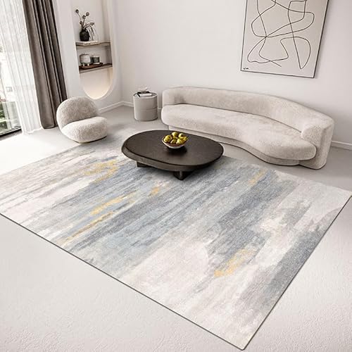 QJDTZMD Teppich Flur 130 x 160 cm Teppich Weich rutschfest Langer Läufer Waschbar Kurzflor Küchenläufer Pflegeleicht für Schlafzimmer Moderne Tinte Graublau von QJDTZMD