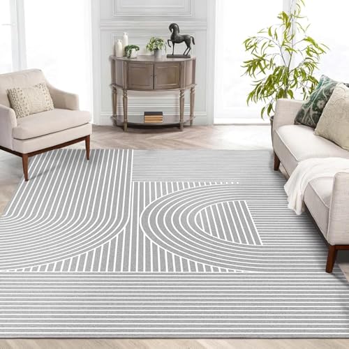QJDTZMD Teppich Wohnzimmer 150 x 200 cm Rutschfester maschinenwaschbar Weich Teppich für Küche Flur Esszimmer Schlafzimmer Moderne geometrische Linien grau QJDTZMD Teppich Wohnzimmer 150 x 200 cm Rutschfester maschinenwaschbar Weich Teppich für Küche Flur Esszimmer Schlafzimmer Moderne geometrische Linien grau von QJDTZMD