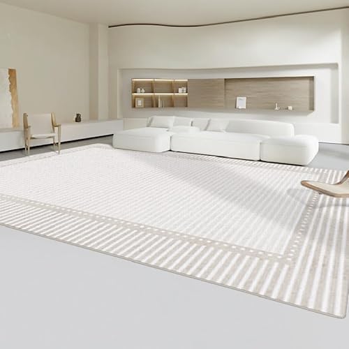 QJDTZMD Teppich Wohnzimmer 70 x 140 cm Flur Anti-Rutsch Waschbarer Eingangsbereich Teppich für küchen Schlafzimmer Esszimmer Bettvorleger Moderne geometrische Linien beige von QJDTZMD